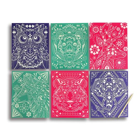 OOLY Scratch & Shine Geo Animals Foil Scratch Art Kit